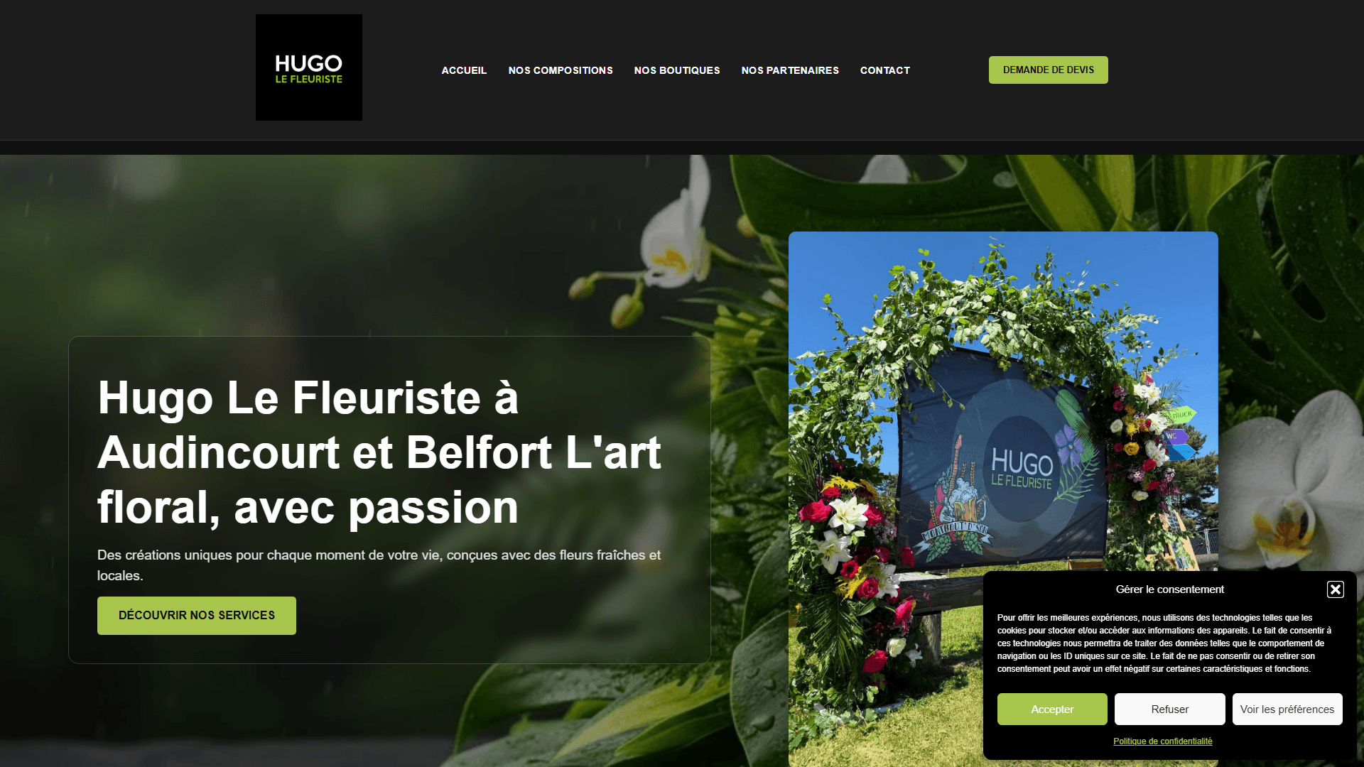 Site Hugo le Fleuriste créé par DT Media